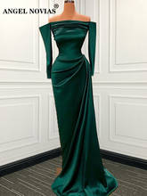 ANGEL NOVIAS Long Sleeves Off the Shoulder Green Women Satin Arabic Evening Dress 2022 Prom Gowns vestido sirena largo 2024 - buy cheap