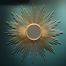 50cm Sun Shape Decorative Mirror Metal Innovative Art Decoration Round Makeup Mirror Home Bedroom Decorative Mirrors Wall Mirror 2024 - buy cheap