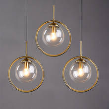 Luminária pendente âmbar para decoração residencial, 15 cm, vidro transparente, luminária pendente em formato de anel dourado, lustre, iluminação para quarto, cozinha 2024 - compre barato