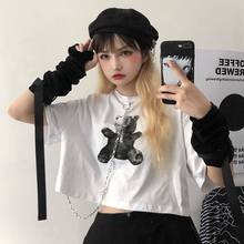 Women Gothic Crop Top T Shirt Ulzzang Korean Style Tshirt Short Tee Harajuku Summer Clothes Sexy Goth Punk Clothing Croptop 2024 - buy cheap