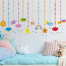 SHIJUEHEZI-pegatina de pared con adorno de estrellas y nubes de dibujos animados, calcomanías murales de arcoíris para el sol, decoración de dormitorio de bebé y casa 2024 - compra barato