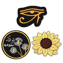 2PC Eye of Horus Sunflower Wish Dandelion Embroidery iron on patches Stripes Appliques Cloth Stickers DIY Apparel Sewing 2024 - buy cheap