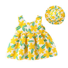 Летнее платье принцессы и сарафан для маленьких девочек, 2 шт., хлопковые платья без рукавов с принтом в виде милых цветов, комплект одежды для новорожденных, BC2034 2024 - купить недорого