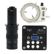 Microscópio industrial para câmera, 720p, 1/3 polegadas, hdmi, vga, digital, lente de montagem com 100x x 300x com luz led para reparo pcb 2024 - compre barato