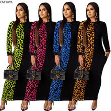 Vestido maxi longo leopard estampa de leopardo, moda feminina para outono e inverno 2019 glm7239, vestido plus size 2024 - compre barato