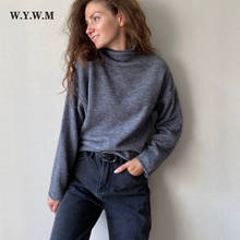 Hirsionsan Elegant Mock Neck Warm Sweater Women Korean Knitted Basic Oversized Pullovers Loose Female Casual Knitwear Jumper 2024 - купить недорого