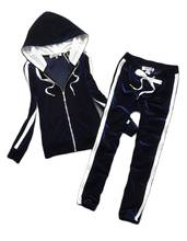 2022 Spring / Fall Women's  Velvet Fabric Tracksuits Velour Suit Women Track Suit Hoodies And Pants Black 2024 - buy cheap