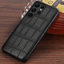 LANGSIDI Luxury Crocodile Phone Case For Samsung S21 s22 Ultra S20ultra s20FE Genuine leather cover For Galaxy s21 Ultra note 20 2024 - buy cheap