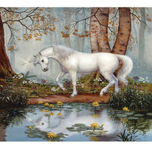 Painting By Numbers DIY Dropshipping 50x65cm Forest Reflection Unicorn Animal Handmade For Living Room Wall Decor Oil Painting 2024 - buy cheap