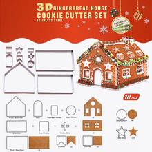 New 3D three-dimensional stainless steel biscuit mold Christmas Gingerbread House 10 sets of baking tools wholesale 2024 - buy cheap