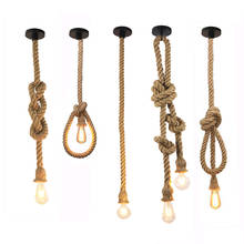 Retro Vintage Hemp Rope Pendant Light American Industrial Hanging Lamps Creative Loft Country Style Ceiling Lamps E27 Edison LED 2024 - compre barato