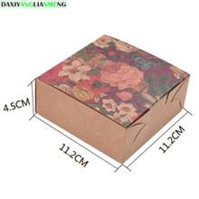 20pcs/pack:  11.2x11.2x4.5cm Small flowers 4PACK Cake Box cardboard boxes for cakes 6 Grain  kraft cardboard boxes paper box 2024 - buy cheap