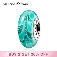 ATHENAIE-Cuentas de cristal de Murano para fabricación de joyas, abalorios hawaianos de Plata de Ley 925, cuentas de hoja para pulsera y brazalete, Color verde 2024 - compra barato