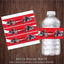 Custom Motorcycle Birthday Water Bottle Champagne Labels Candy Bar Wrapper Sticker Baby Shower Circumcision Christmas Decoration 2024 - buy cheap