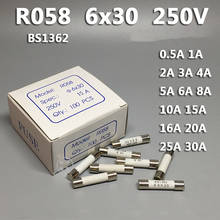 100Pcs RO58 6*30mm Fast blow Ceramic Fuse 6x30mm 250V 0.5A 1A 2A 3A 4A 5A 6A 8A 10A 13A 15A 16A 20A 25A 30A 2024 - buy cheap