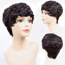 Amir Synthetic Short Kinky Curly Wigs for Women Black Water Wave Bob Wig With Natural Bangs Daily Party Cosplay Heat Resistant 2024 - buy cheap