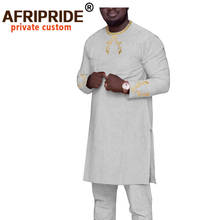 Tracksuit Men`s Casual African Fashion Clothing Set Dashiki Shirts and Trouser 2 Piece Outfits Bazin Riche Long Sleeve A2016024 2024 - buy cheap