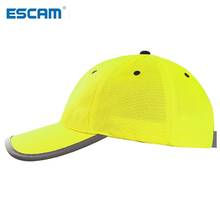 Escam boné de beisebol reflexivo de alta visibilidade, chapéu amarelo de segurança do trabalho, capacete de segurança lavável, chapéu boné de tráfego 2024 - compre barato