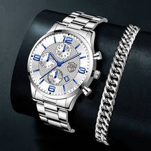 relogio masculino Mens Business Watches Luxury Stainless Steel Quartz Wrist Watch Male Silver Bracelet Calendar Luminous Clock 2024 - buy cheap