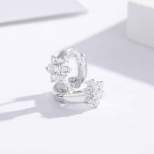 Cute Pure 925 Sterling Silver Flower CZ Circles Small Loop Huggie Hoop Earrings For Women Jewelry Kids Baby Girls Arose Argola 2024 - buy cheap