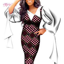 Vestido estampado africano feminino wy89, vestido de tamanho médio com retalhos e roupas de tamanho grande para mulheres moda feminina roupas de festa de aniversário wy89 42 2024 - compre barato