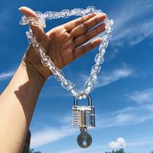 Punk Metal Lock Transparent Chain Pendant Necklace For Women Men Rapper Hip Hop Rock Cool Key Choker Necklace Trendy Jewelry New 2024 - buy cheap