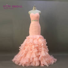 Wowbridal 2021 сказочное розовое свадебное платье русалки реальные фотографии без бретелек из органзы женское платье принцессы с оборками со шлейфом 2024 - купить недорого