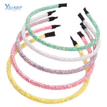 Xugar Hair Accessories Hair Bands for Girls 5 Pcs Solid Glitter Hairband 5 Inch Shiny for Women Crystal Headbands Ornaments 2024 - buy cheap