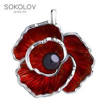 Pendant SOKOLOV silver with enamel and black pearls, fashion jewelry, 925, women's male, pendants for neck women 2024 - buy cheap