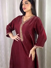 Kaftan Dubai Abaya Shiny Rhinestones V Neck  Islam Muslim Women Robe Party Long Dress Gulf Jalabiya Arab Turkey Moroccan Caftan 2024 - buy cheap