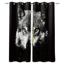 Animal Wolf Patterns Black And White Window Treatments Curtains Valance Living Room Bathroom  Home Decor 2024 - buy cheap