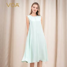 VOA 30m/m Silk Sleeveless Loose Waist Simple Party Bodycon Dress Elegant Women A10562 Vestidos Clothes Vintage Befree Dresses 2024 - buy cheap