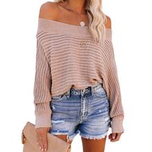 European And American Hot Style Autumn New Sweater Women's Striped Bat Sleeve Off-shoulder Sweater Drop Shipping 2024 - buy cheap