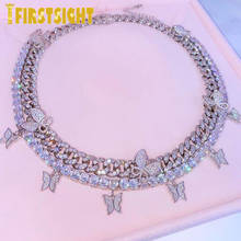 new iced out bling hip hop women jewelry Heart arrow cz tennis chain with cz butterfly charm rectangle rainbow choker necklaces 2024 - buy cheap