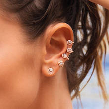 Uilz Punk Style Fashion Round AAA Cubic Zirconia Geometry Clip Earrings Trendy Single Cuff Ear Bone Jewelry for Women 2024 - buy cheap