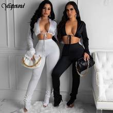 Summer Women Elegant Ruffle Sleeve Pants Sets Female Casual Outfits V Neck Two Piece Set Flare Pants Suit Solid Matching Set 2024 - buy cheap