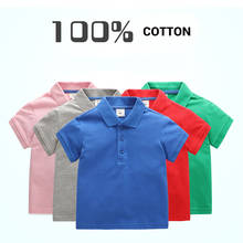 Camisa polo de algodão infantil, camisa de mangas curtas para crianças de 2 a 11 anos, cor sólida, roupas de marca para o verão, 2019 2024 - compre barato