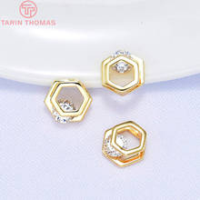 6PCS 10x10MM 12x12MM 24K Gold Color Plated Brass Double Square with Zircon Beads High Quality DIY Jewelry Making Findings 2024 - buy cheap