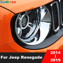Car Styling Front Head Light Lamp Cover Trim For Jeep Renegade 2014 2015 2016 2017 2018 2019 Chrome Headlight Trims Sticker 2pcs 2024 - buy cheap