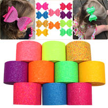 Cheerbows 2yards/75mm Neon Chunky Glitter Ribbon Shiny DIY Hairbows Ribbon Handmade Bags Shoes Materials Gifts Packing Wrapping 2024 - buy cheap