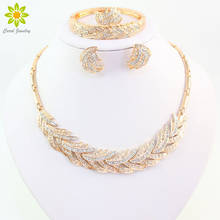 African Beads Jewelry Sets Women Wedding Gold Color Crystal Necklace Set Party Fashion Bridal Ring Bracelet Earring Accessories 2024 - buy cheap