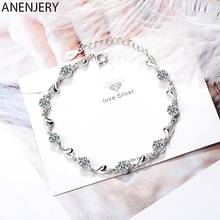 Pulsera de plata esterlina 925 para mujer, brazalete delicado con forma de corazón de amor y circonita brillante, joyería de boda, S-B227 2024 - compra barato