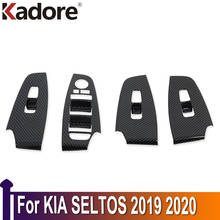 For KIA SELTOS 2019 2020 Carbon Fiber ABS Window Lift Switch Button Cover Trims Door Armrest Panel Frame Interior Accessories 2024 - buy cheap