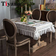 Mantel de mesa de encaje romántico blanco, decoración de boda, cubierta de mesa translúcida bordada, mantel de mesa de té, Decoración de mesa para el hogar D 2024 - compra barato