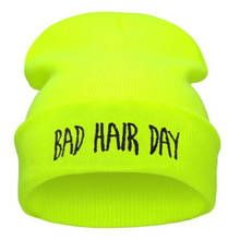 Fall Winter Fashion Bad Hair Day Hiphop Caps Knit Beanie Hat For Women Men Green Black Gray Blue Pink NEON YELLOW GREEN 2024 - buy cheap