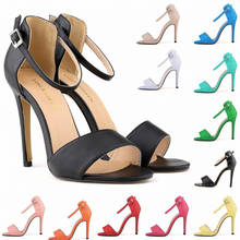 2022 Soft Leather Fashion Women Sandals Summer High Heels 11CM Pumps Open Toe Ankle Buckle Lady Office Shoes Stiletto Sexy Party 2024 - buy cheap