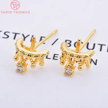 (2324)6PCS 7x5MM 24K Gold Color Brass with Zircon Crown Stud Earring Jewerly Making Diy Jewelry Findings Accessories Wholesale 2024 - buy cheap