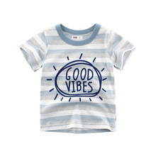 2021 verão t camisa meninos meninas algodão topos t bebê listrado letras t-shirts outwear crianças roupas roupas por atacado 2024 - compre barato