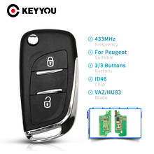 KEYYOU для Peugeot 207 307 407 208 308 408 607 партнер CE0523 Ce0536 433 МГц ID46 2/3 кнопки спросить FSK модифицированный дистанционный ключ для автомобиля 2024 - купить недорого