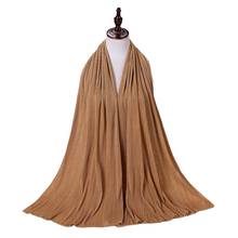Bufanda de algodón para envolver la cabeza, hijab largo musulmán plisado, Jersey elástico liso, 10 unids/lote 2024 - compra barato